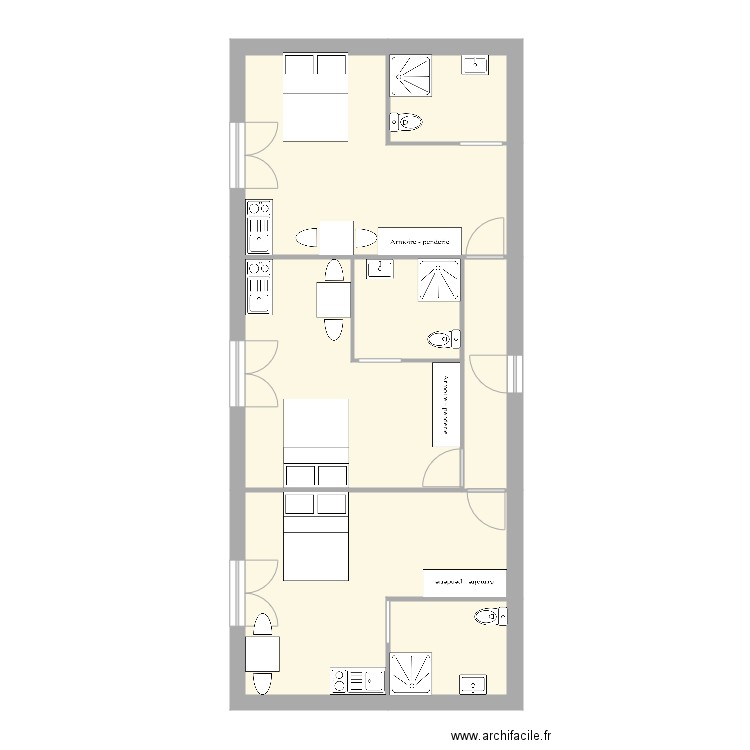 Plan Chambre COLIVING. Plan de 0 pièce et 0 m2