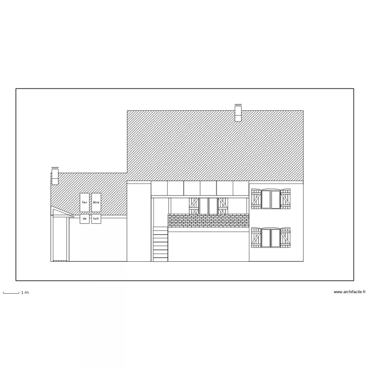 facade sud/ouest. Plan de facade sud/ouest. Plan de