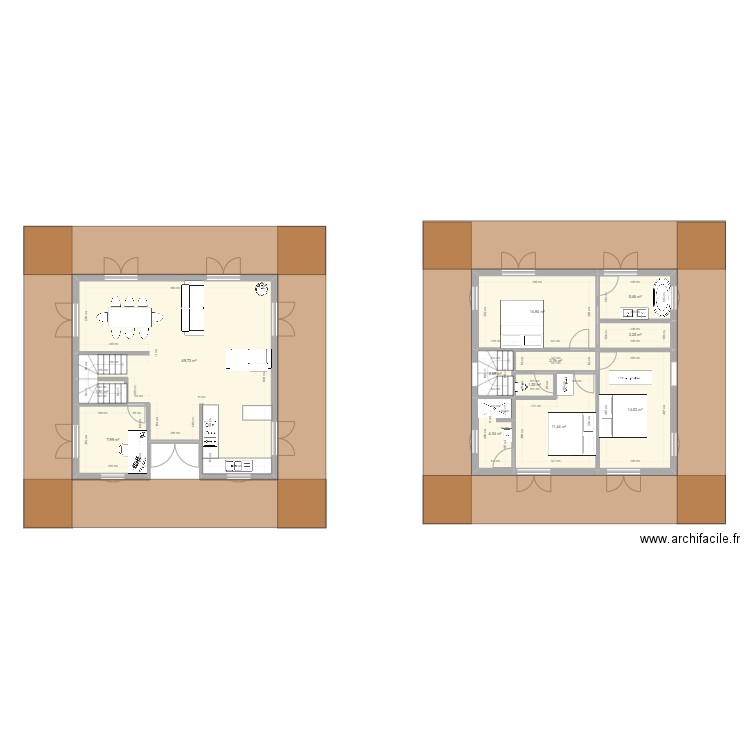 974-33. Plan de 12 pièces et 120 m2