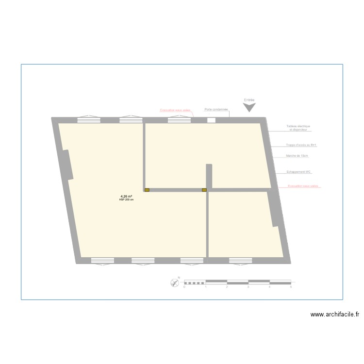 COMMERCE EXISTANT. Plan de 1 pièce et 32 m2