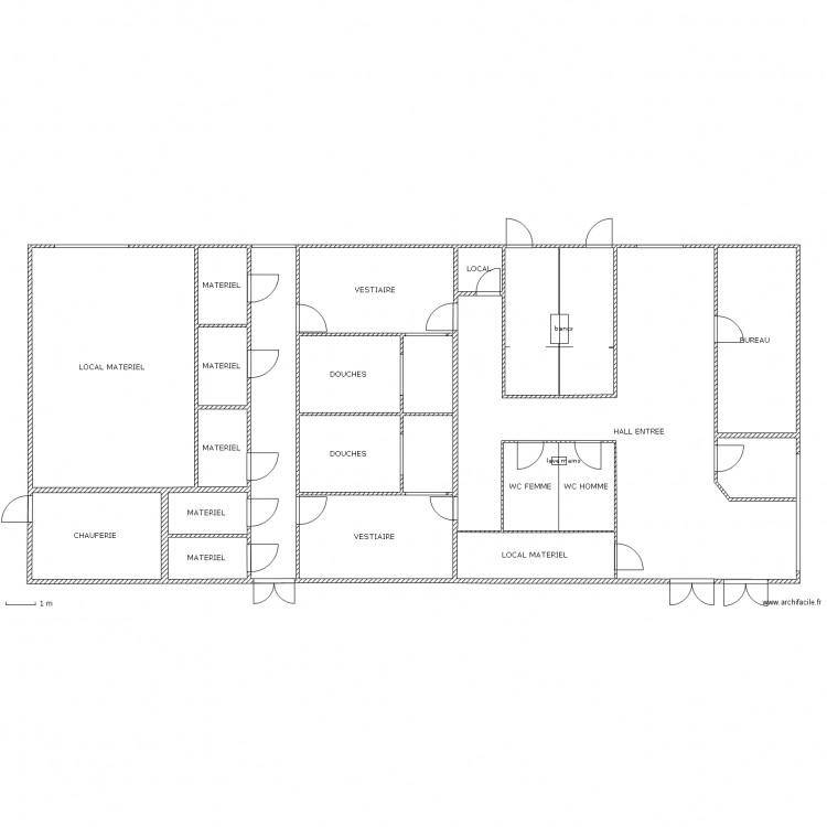 VESTIAIRES / SANITAIRES / LOCAUX DE RANGEMENT : SITUATION APRES TRAVAUX. Plan de 0 pièce et 0 m2