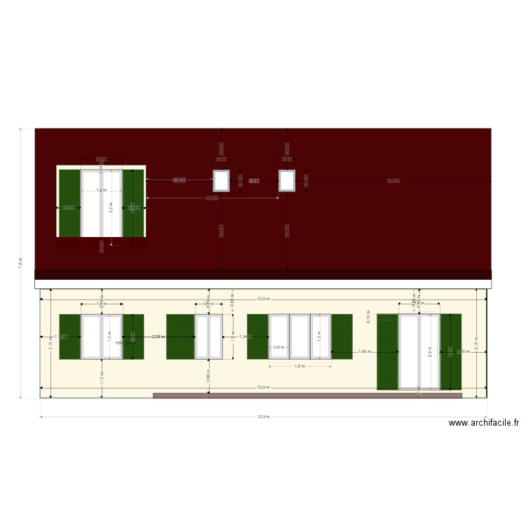 20210903 Facade arrière sans volets roulants. Plan de 0 pièce et 0 m2