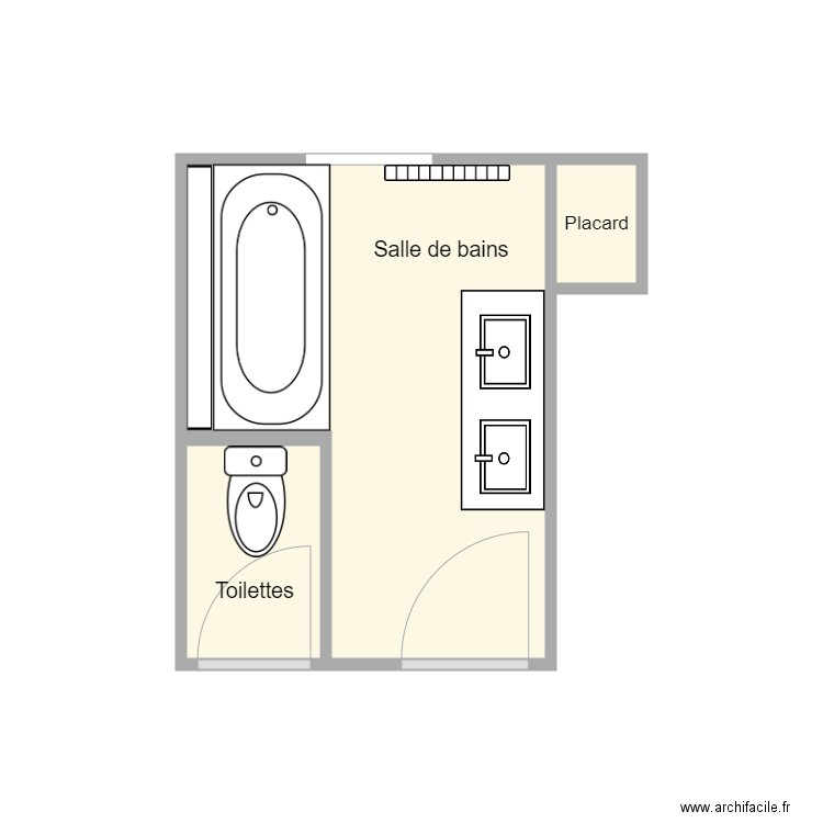 plan actuel LEAL. Plan de 3 pièces et 7 m2