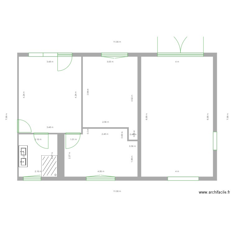 Existant Orecchioni. Plan de 0 pièce et 0 m2