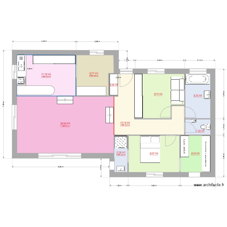 amibois_mineral_2. Plan de 11 pièces et 90 m2