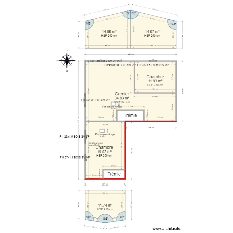 Bateman. Plan de 24 pièces et 244 m2