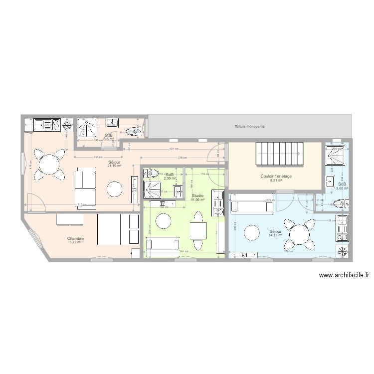 Immeuble Mont à Leux Wattrelos 1er étage v2 pour chiffrage cuisines et SdB. Plan de 0 pièce et 0 m2