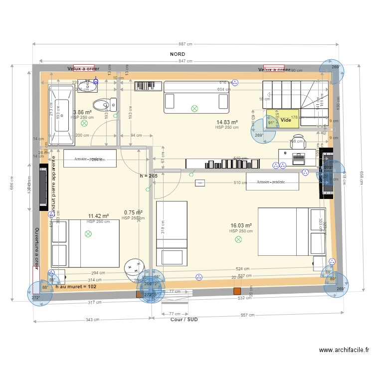 Etage Pinceloup 1 Option1. Plan de 0 pièce et 0 m2