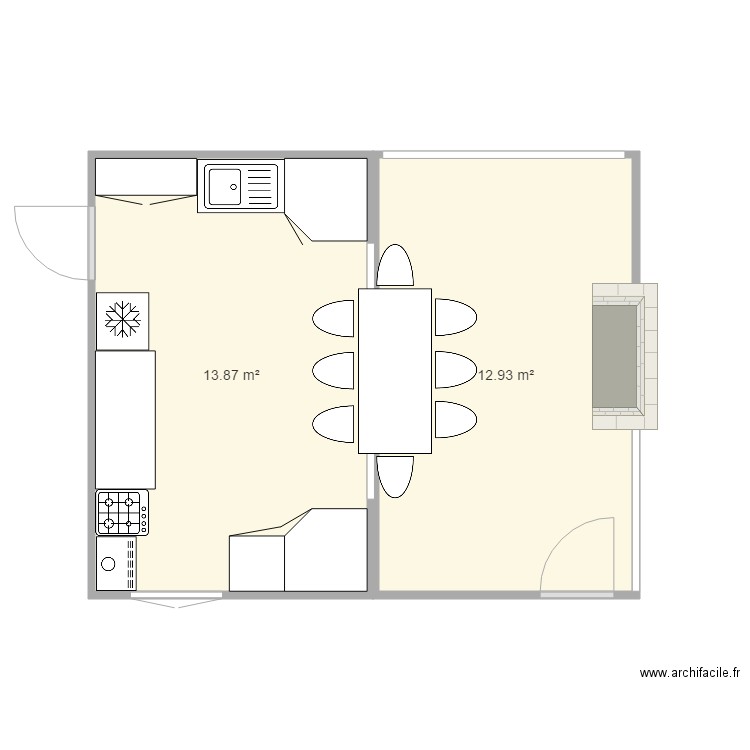 PIECE DE VIE. Plan de 0 pièce et 0 m2