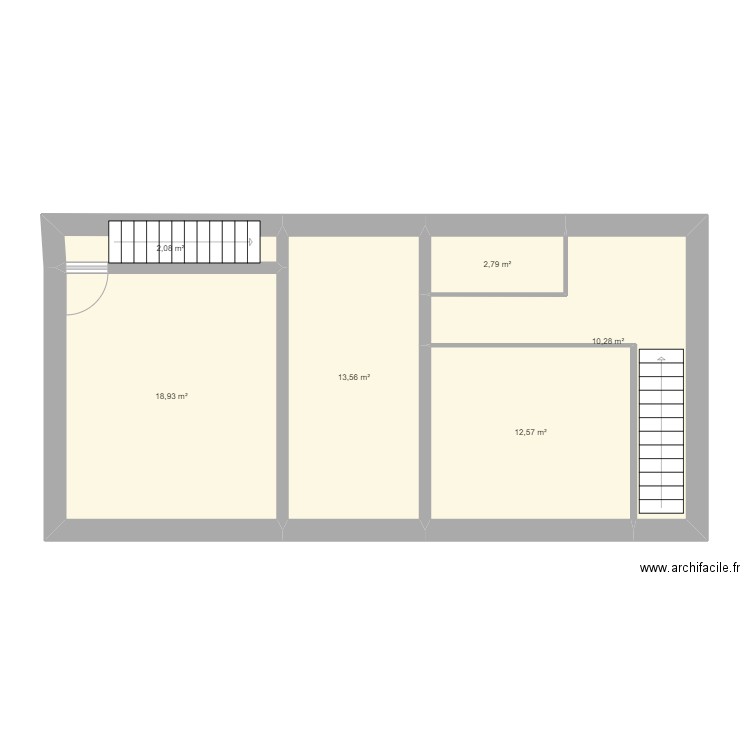 2ème étage. Plan de 6 pièces et 60 m2