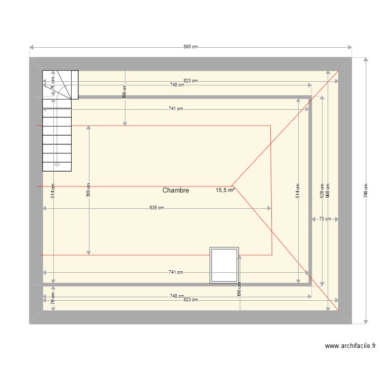 CISSE comble. Plan de 2 pièces et 54 m2