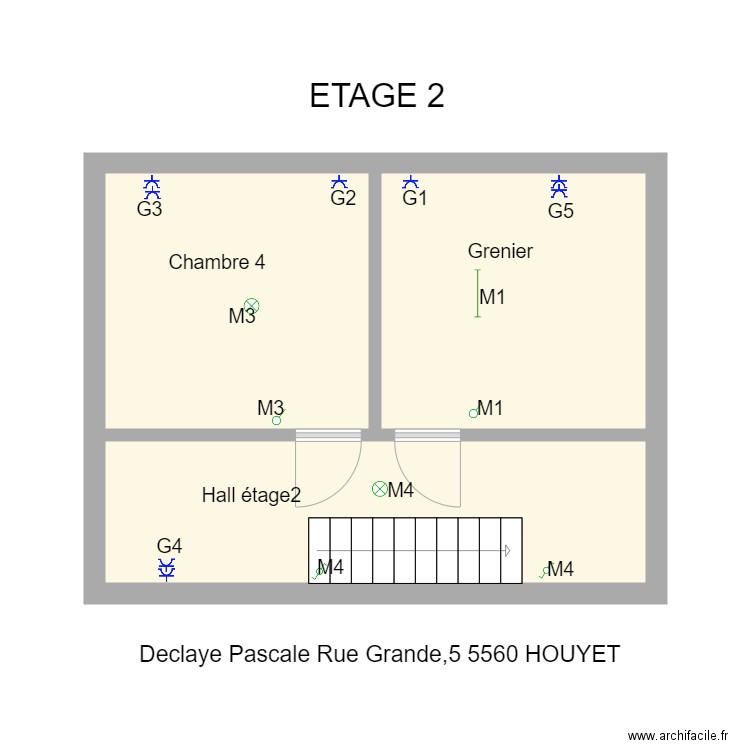 ETAGE 2 P. Plan de 3 pièces et 32 m2