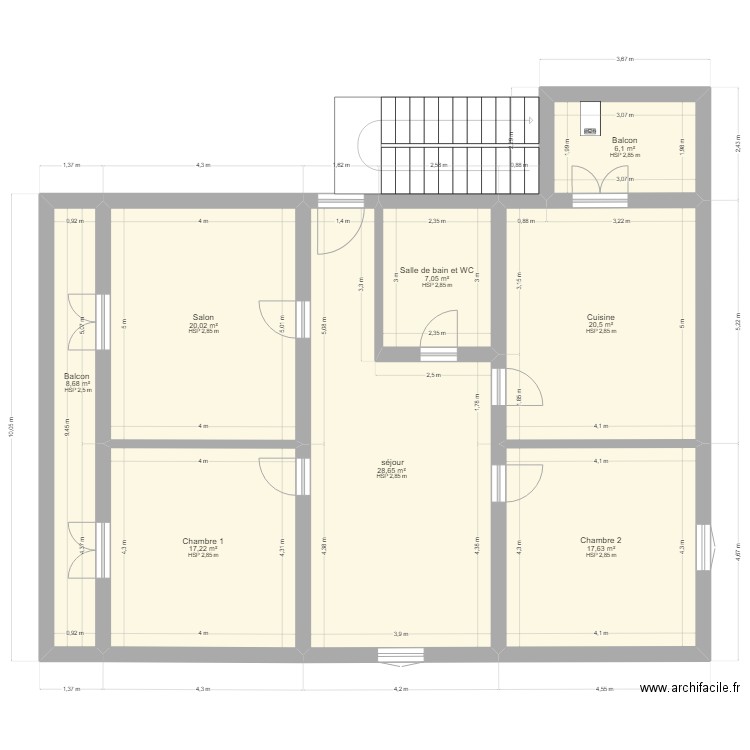 salah bouchaour. Plan de 8 pièces et 126 m2