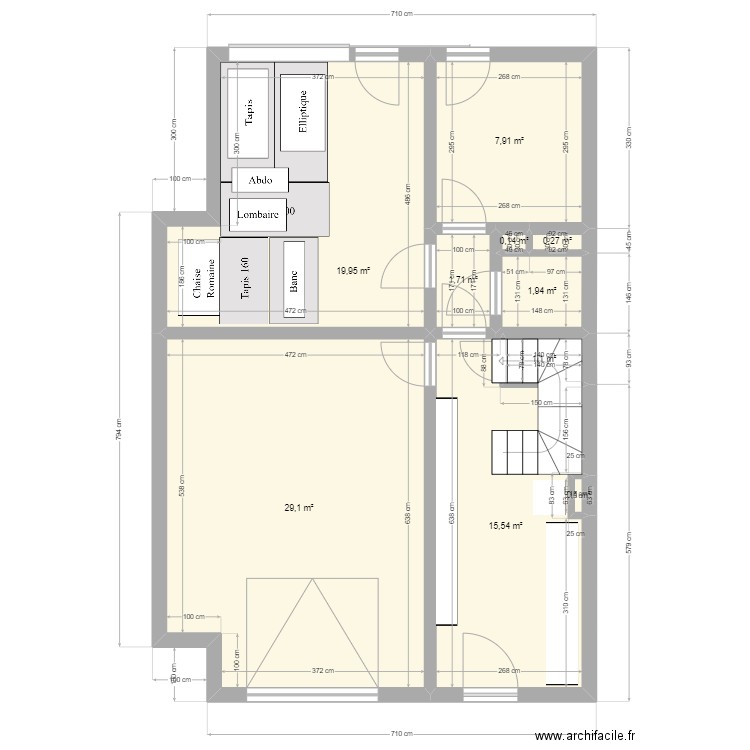 Cosmonaute - Mur détail RDC. Plan de 22 pièces et 238 m2