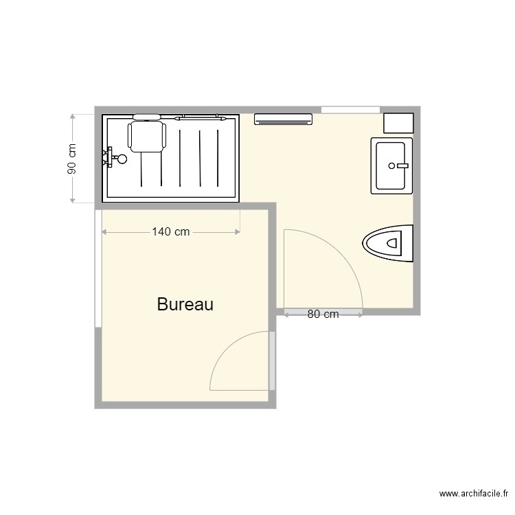 Plan après travaux MOUDEN. Plan de 2 pièces et 8 m2