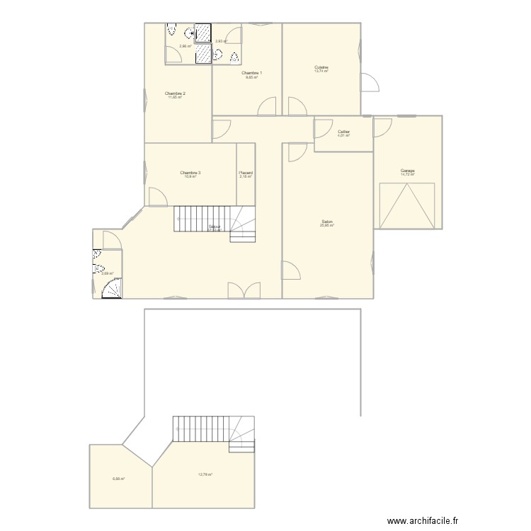 Plan Sidi Lassed. Plan de 14 pièces et 158 m2