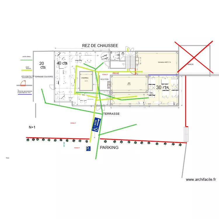 REZ DE CHAUSSEE    EVACUATION. Plan de 