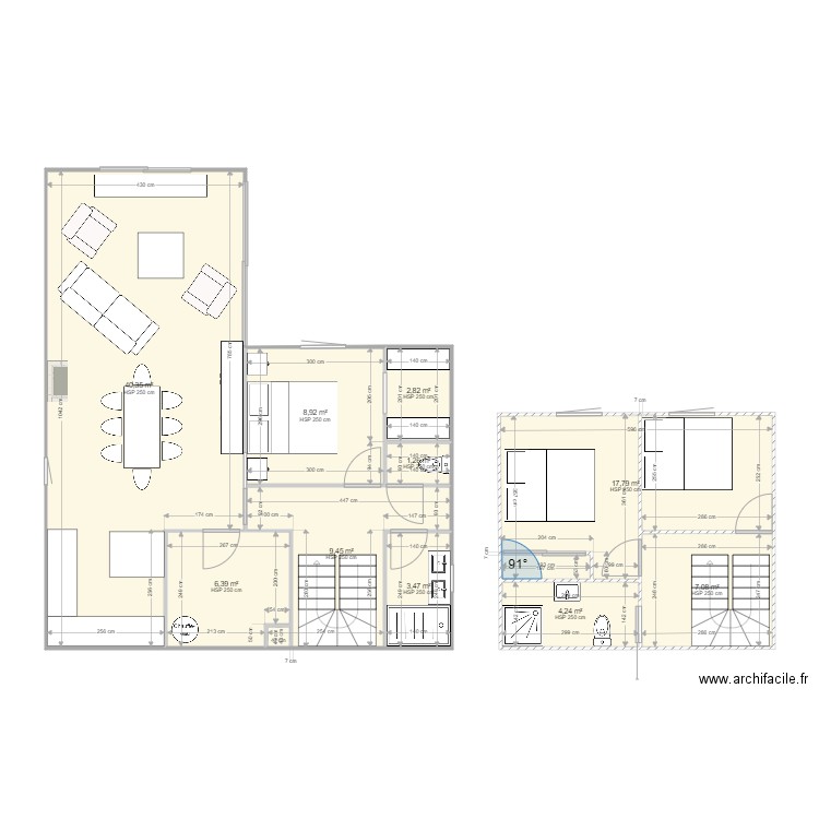 plan 3. Plan de 10 pièces et 102 m2