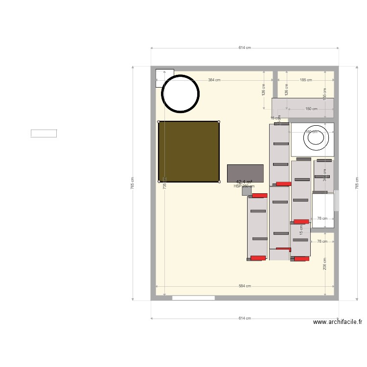 plancher localtech. Plan de 1 pièce et 42 m2