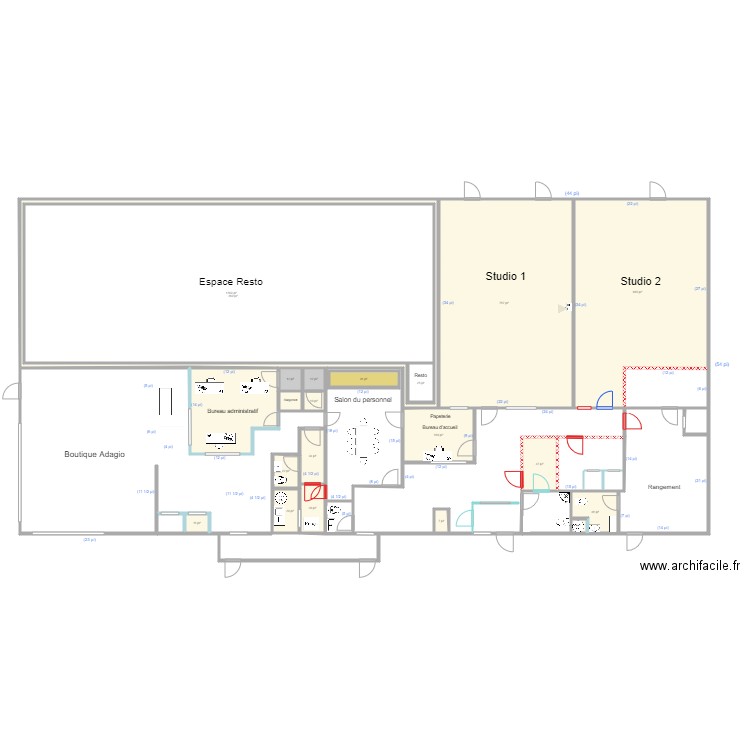 EDNL rez de chaussé Plan C. Plan de 32 pièces et 1159 m2