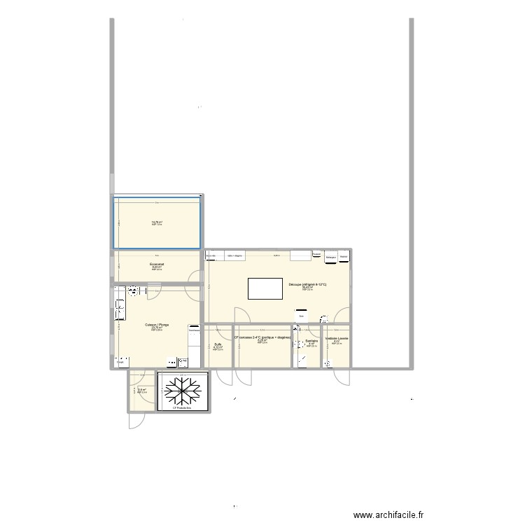 Labo dans existant. Plan de 10 pièces et 114 m2