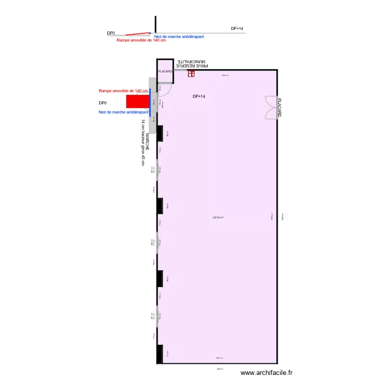 Salle Annexe Le Prieur&eacute; des Nobis APRES TRAVAUX. Plan de 