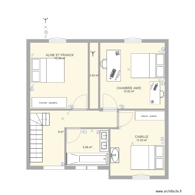 PLAN EXISTANT ETAGE. Plan de 0 pièce et 0 m2