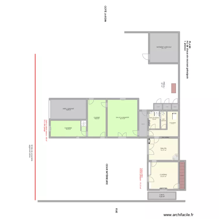TORDEUX &agrave; VREGNY. Plan de 