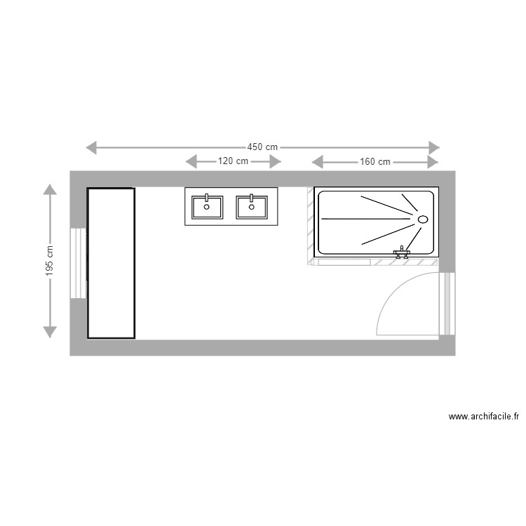 sdb dol. Plan de 1 pièce et 9 m2