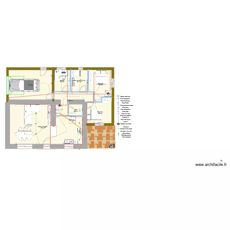 Maison les jaunais electricit&eacute;. Plan de 