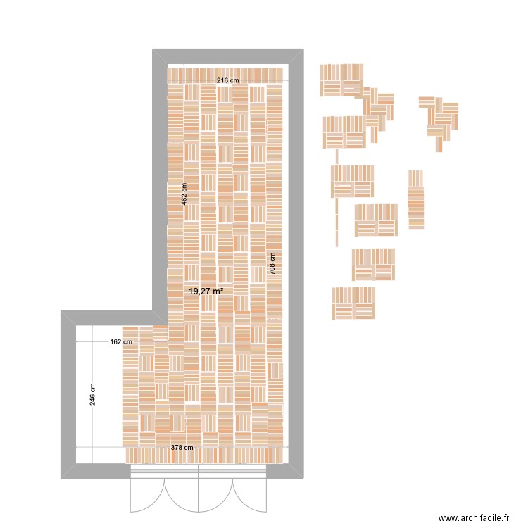 sol terrasse 2. Plan de 1 pièce et 19 m2