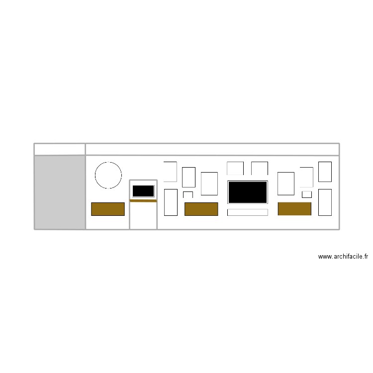 niche. Plan de 6 pièces et 23 m2