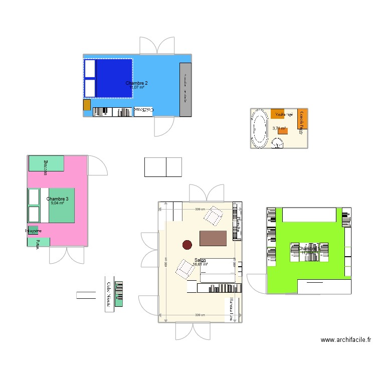 NTA 3. Plan de 5 pièces et 52 m2