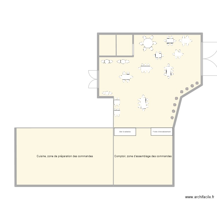 Plan mcdonald's. Plan de 3 pièces et 72 m2