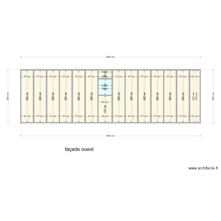 facade ouest. Plan de 0 pièce et 0 m2