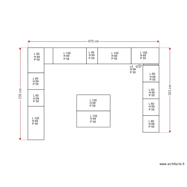 Cuisine. Plan de 0 pièce et 0 m2