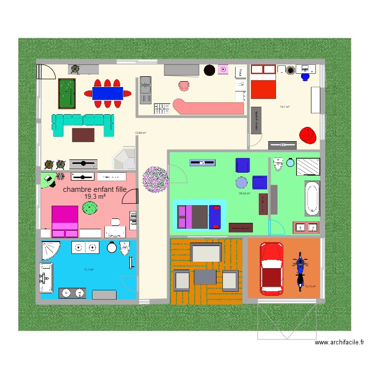 plan techno. Plan de 6 pièces et 181 m2