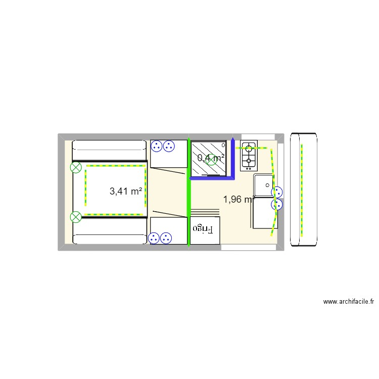 CAMION. Plan de 3 pièces et 6 m2