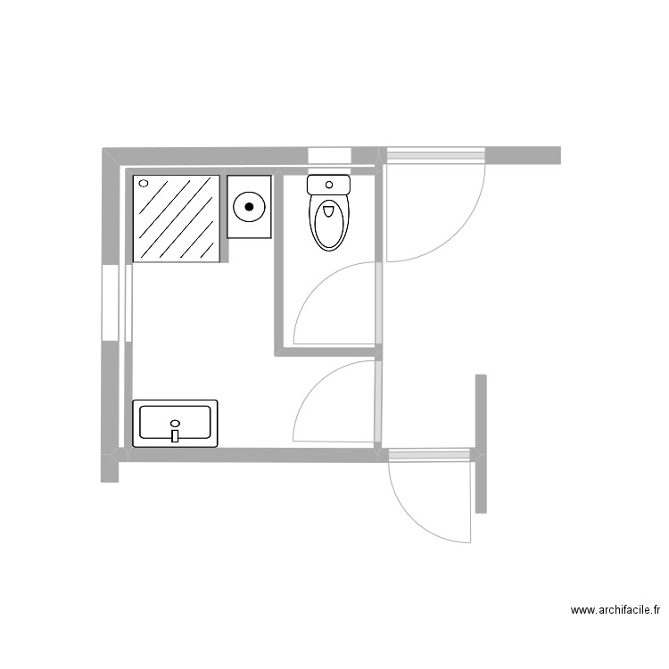 sdb-wc rd version finale. Plan de 3 pièces et 6 m2