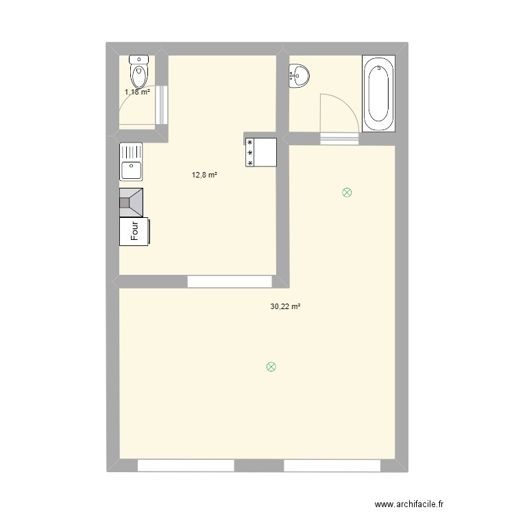 Blvd Haudent. Plan de 3 pièces et 44 m2