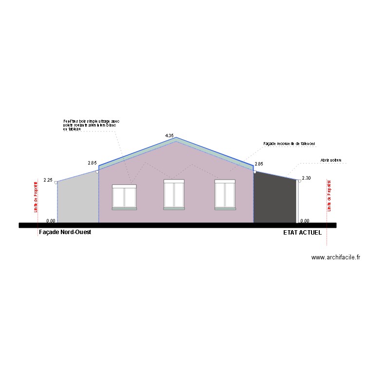 FACADE Nord Ouest Etat actuel. Plan de 0 pièce et 0 m2