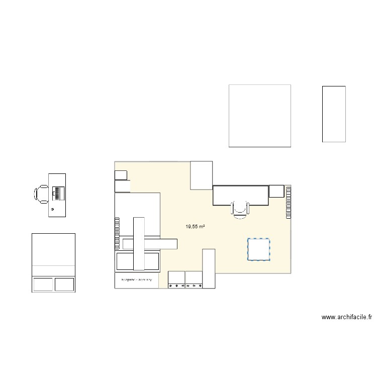 Chambre. Plan de 1 pièce et 20 m2