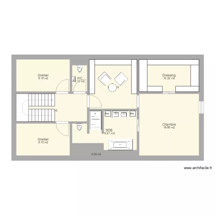 Maison grenier 20. Plan de 