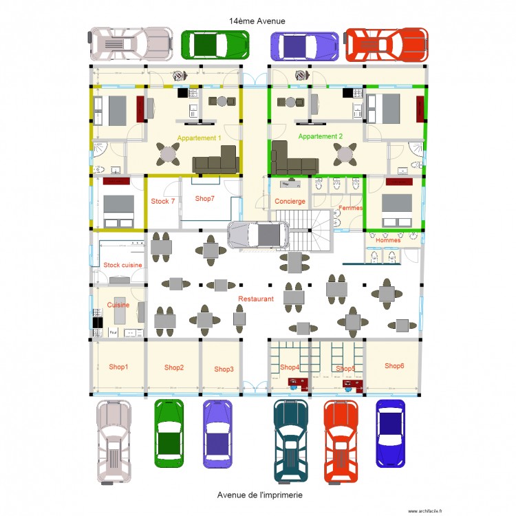 Nyakabiga rdc2 parking. Plan de 50 pièces et 210 m2