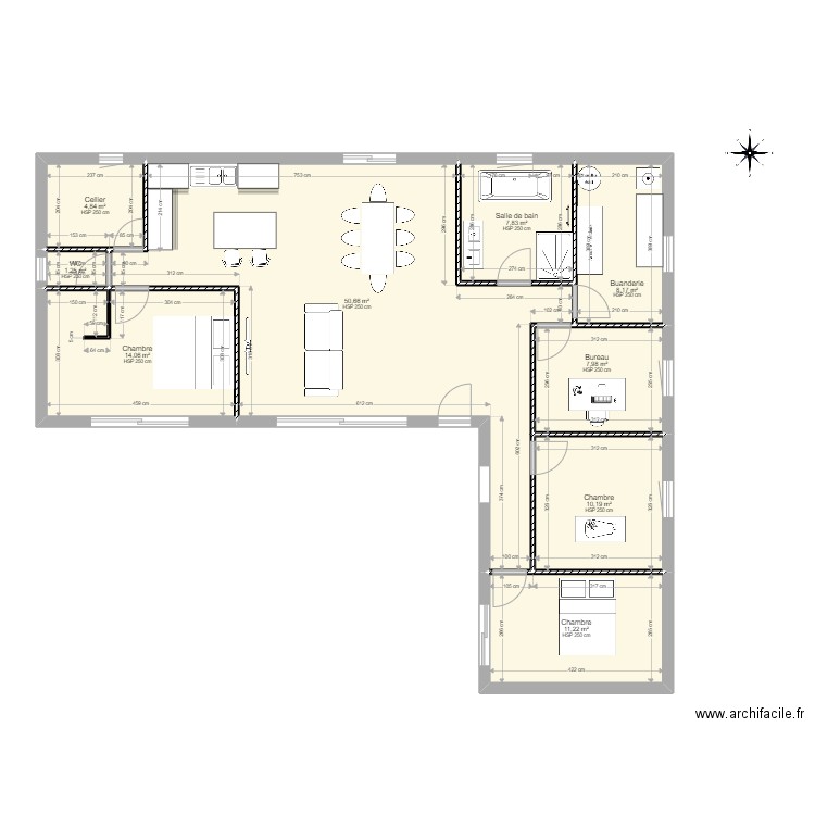 Maison 2. Plan de 9 pièces et 116 m2