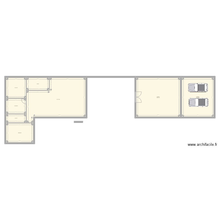 hangar quevillon. Plan de 8 pièces et 236 m2