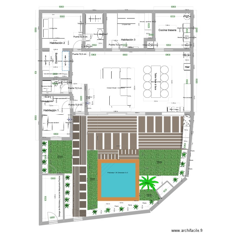 DECO MASPALOMAS Intérieur Extérieur. Plan de 3 pièces et 36 m2