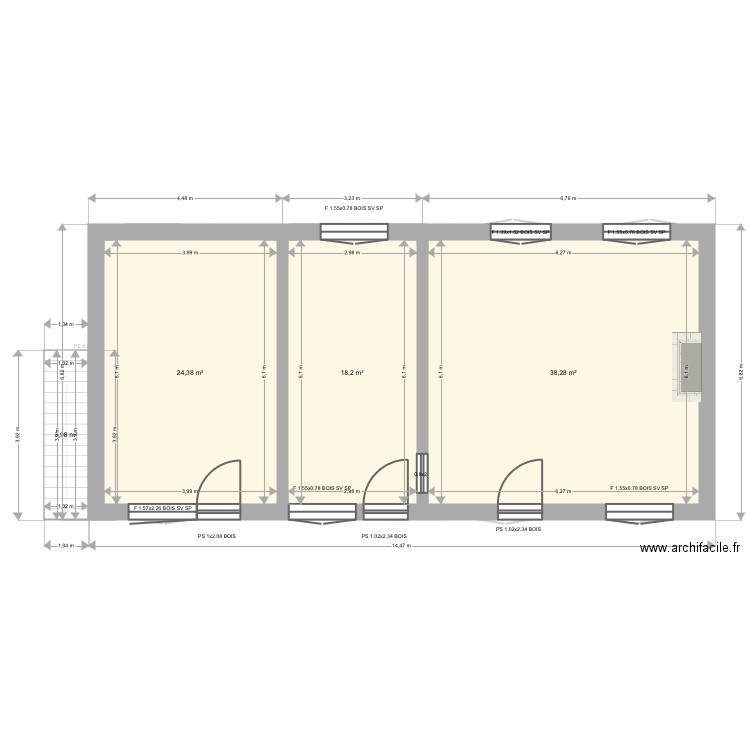 Olive. Plan de 10 pièces et 163 m2