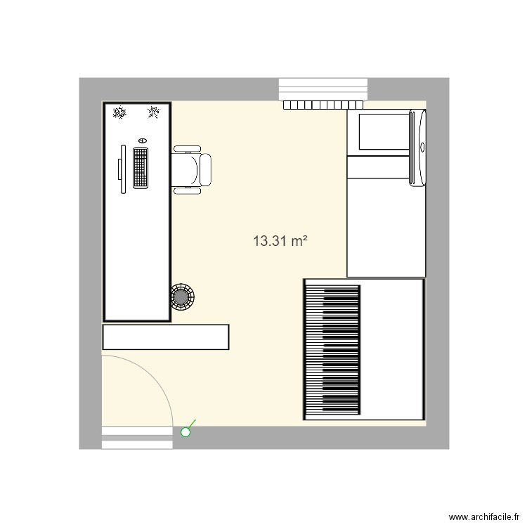 ma chambre. Plan de 1 pièce et 13 m2