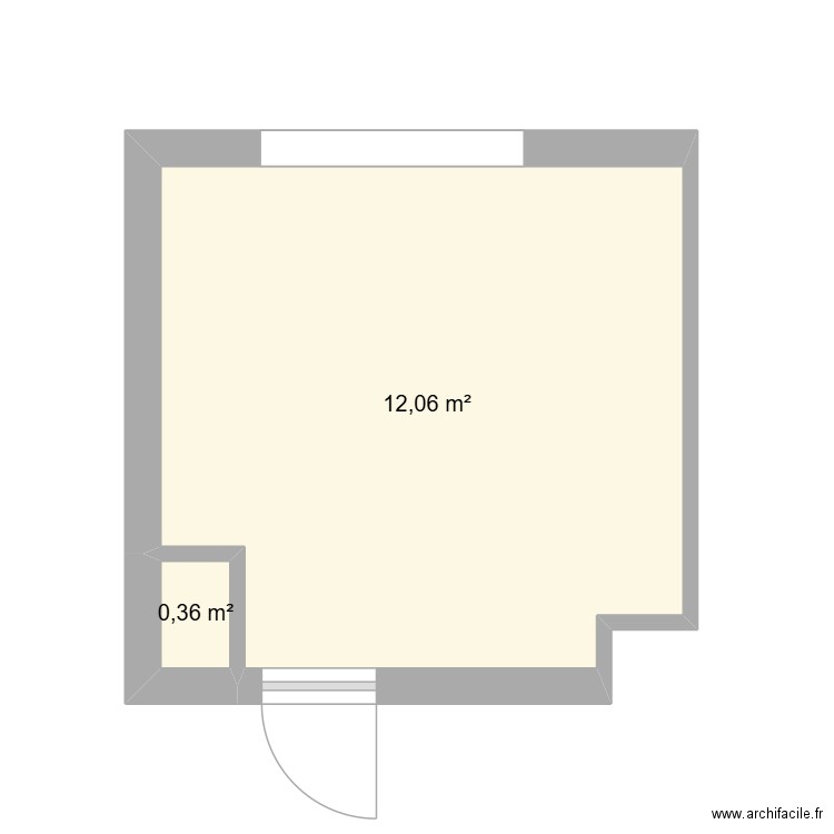 sdb. Plan de 2 pièces et 12 m2